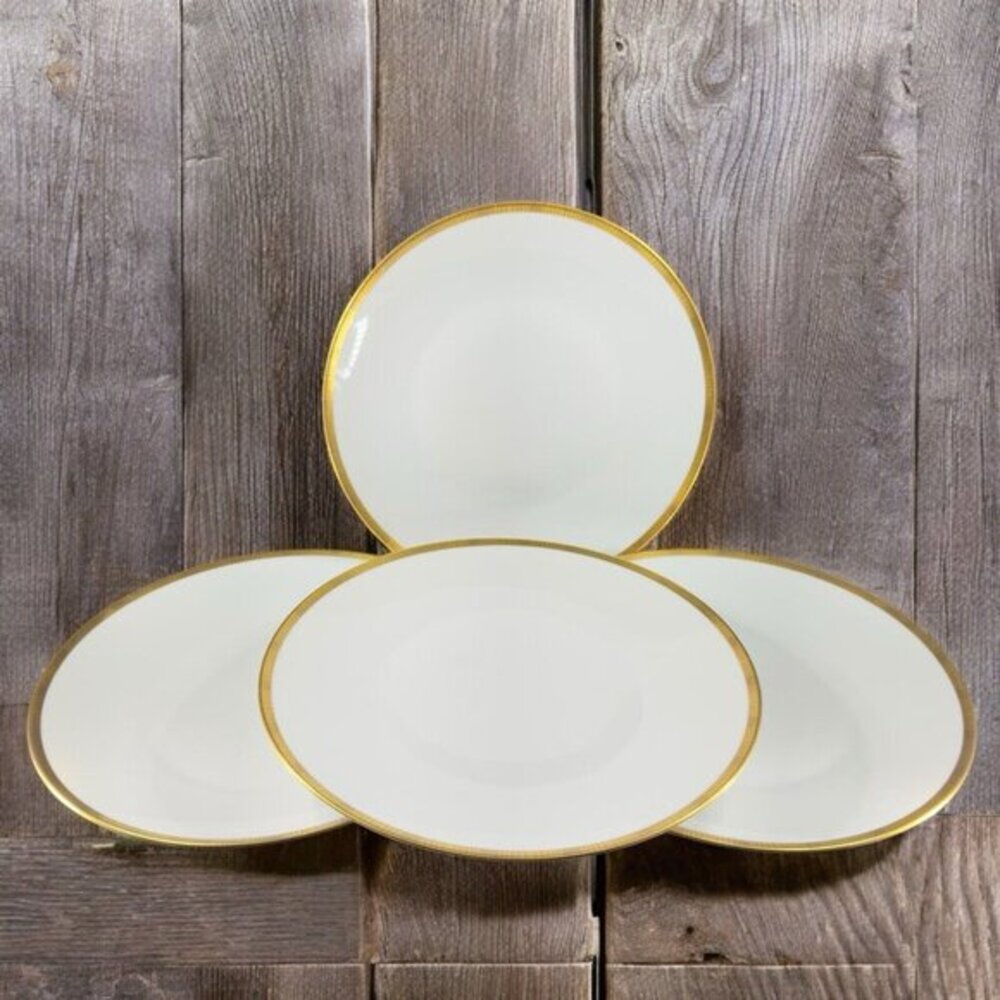 VTG Rosenthal Germany 3680 White Gold Band Black Lines Dish Plate 9.75Inch Set 4